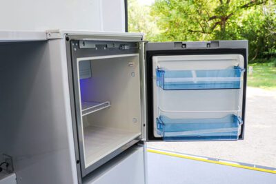 Fridge inside a mobile medical clinic