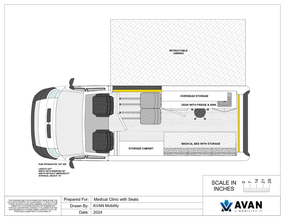 AVAN Medical Clinic Van with Passenger Seats Floorplan