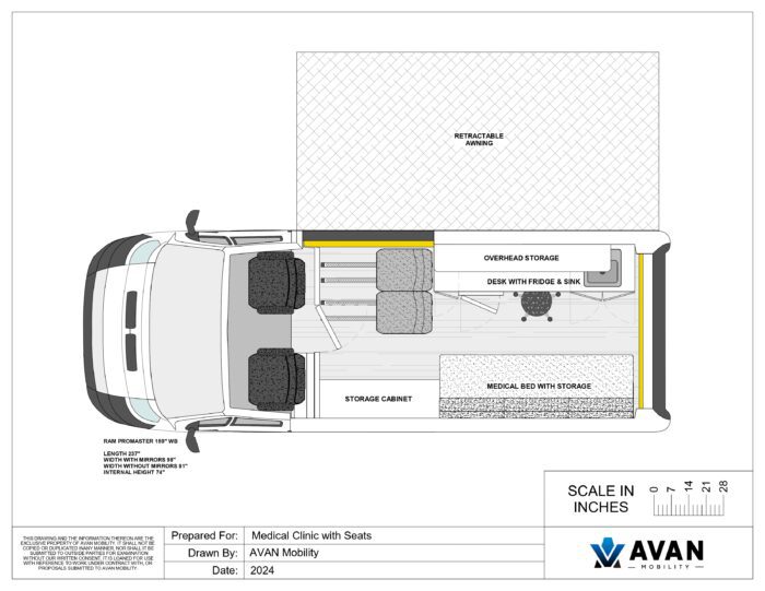 AVAN Medical Clinic Van with Passenger Seats Floorplan